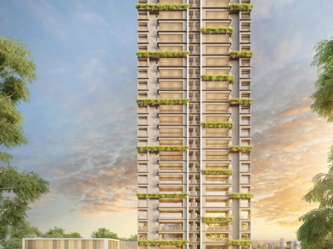 Perspectiva ilustrada da fachada do Cyrela Green Garden Residences na Vila Clementino